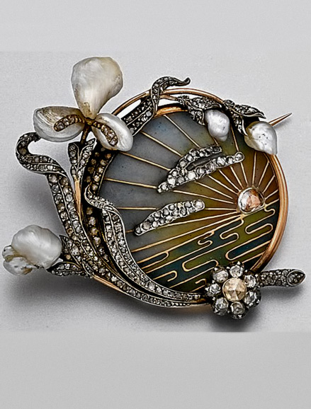 Art nouveau pearl brooch Victorian art deco style - Inspire Uplift