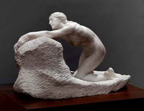 Ariadne - kneeling nude female sculpture --Harold-Parker--1919