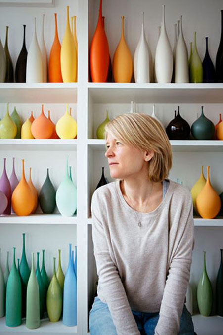 Sophie Cook with her colorful vases