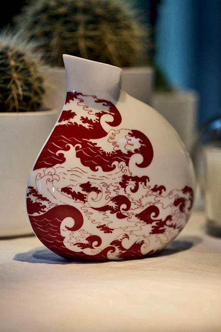 Wave Red Clay Vase