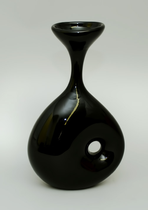 Vicke Lindstrand for Kosta, pierced black glass vase 1955