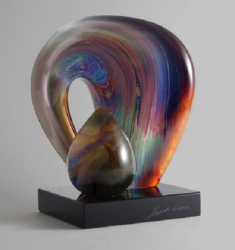 Zanetti Murano Glass Chalcedony bimorphic sculpture