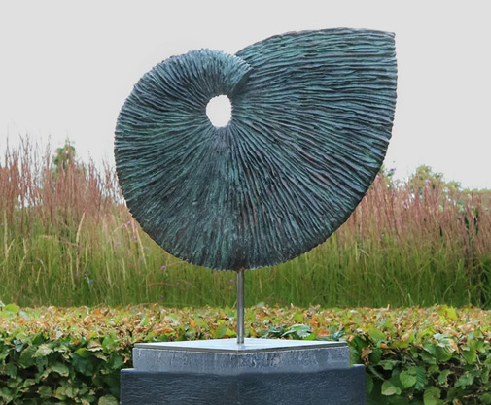 Ammonite-bronze-sculpture-with-verdigris-patination